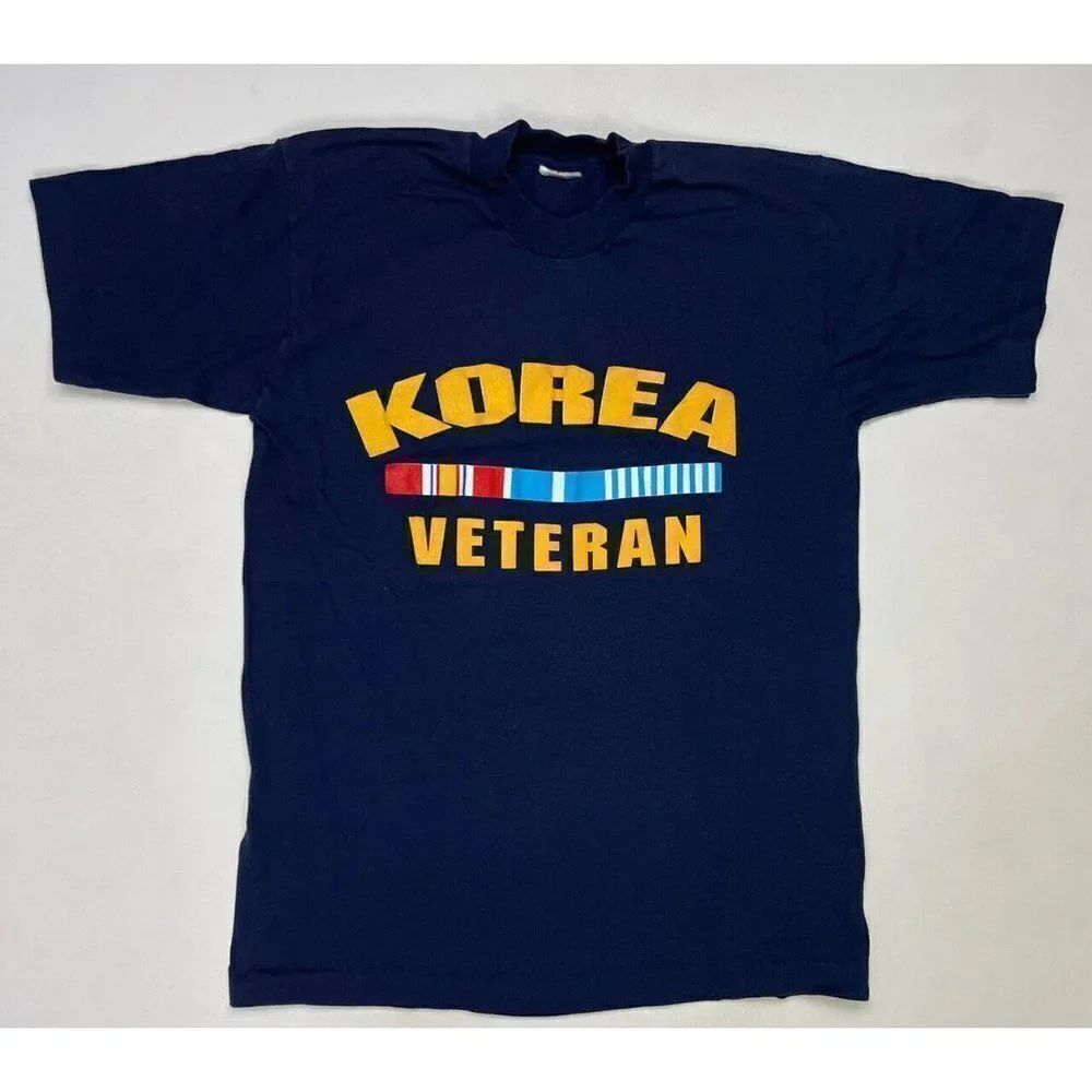 VINTAGE Korea Veteran T-shirt Men Medium Short Sleeve USA 90s Single Stitch
